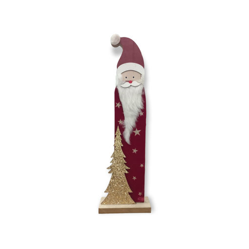 Picture of WOODEN SANTA WITH WHITE BEARD 50CM